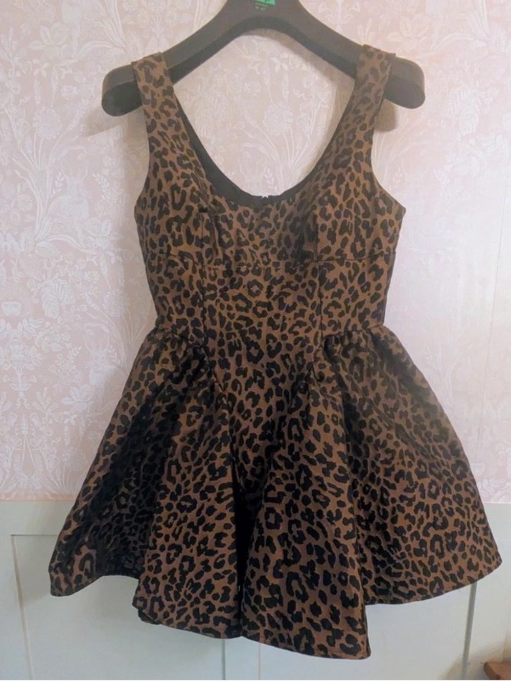 Sleeveless Leopard Print Fit-and-Flare Midi Dress - Brown/Black